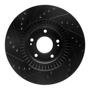 Kia Sorento Brake Rotor (1) - Front Right - R1 Concepts - Drilled & Slotted - Black - `15-`20